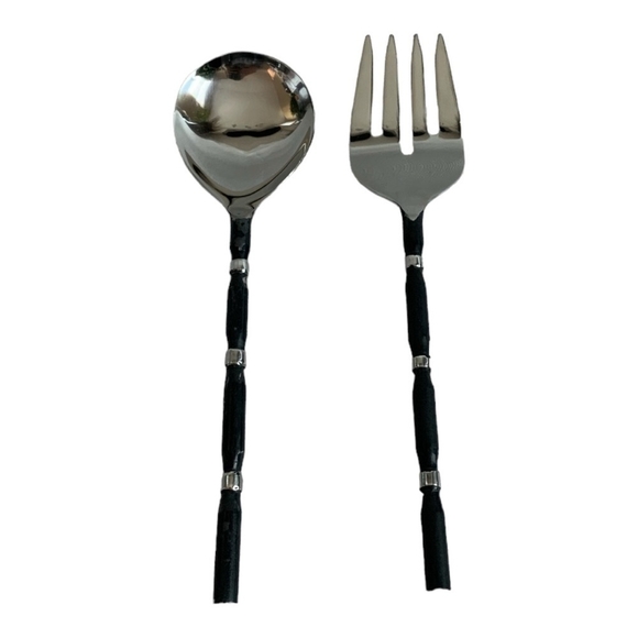 VNTG Serving Silverware Storehouse Artisan Server 2Pcs SALAD SET Stainless Steel - Picture 4 of 7